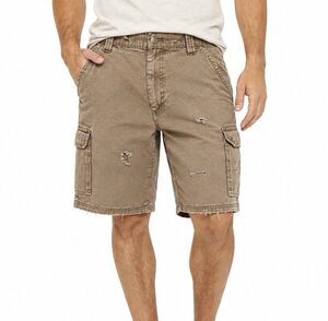 Y2K Men’s Distressed Ripstop Cargo Shorts Size 34 Thrashed Utility Work Grunge